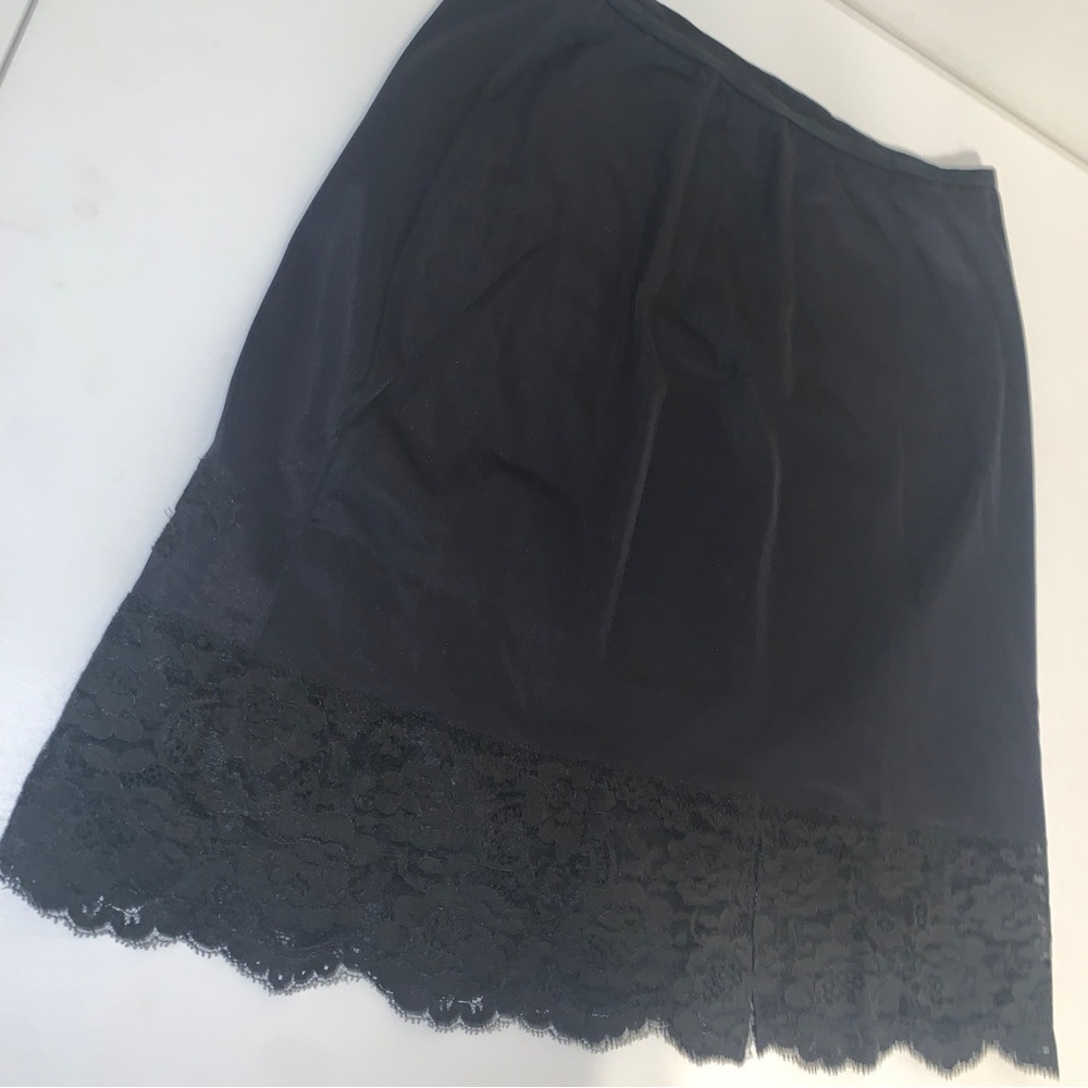 Vintage Wonder Maid Non Cling Black Lace Trimmed Nylon Half Slip W/ Slit Size M - Picture 11 of 14